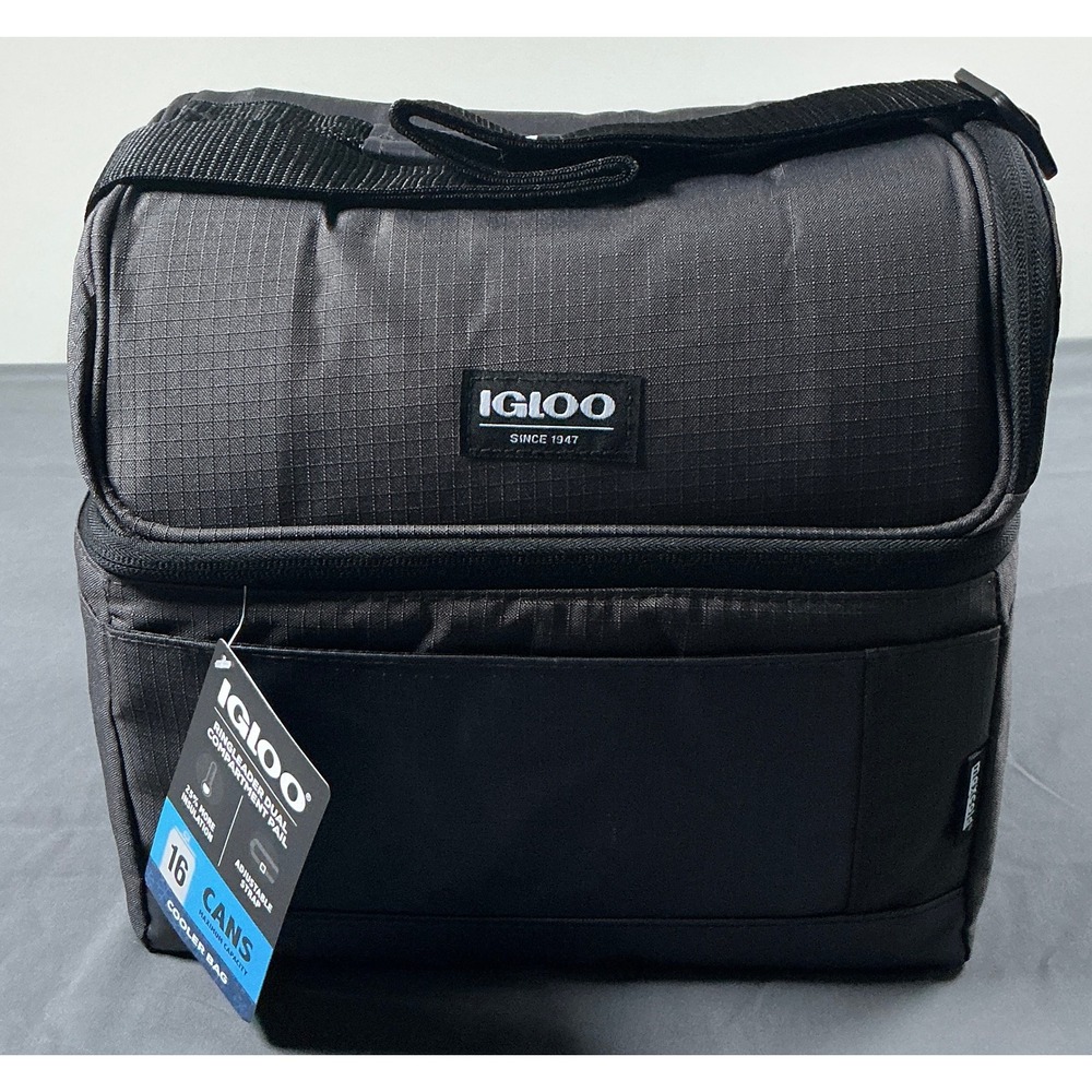 Igloo Ringleader Dual Compartment 16 Can Cooler Bag MaxCold Forged Iron Gray NEW